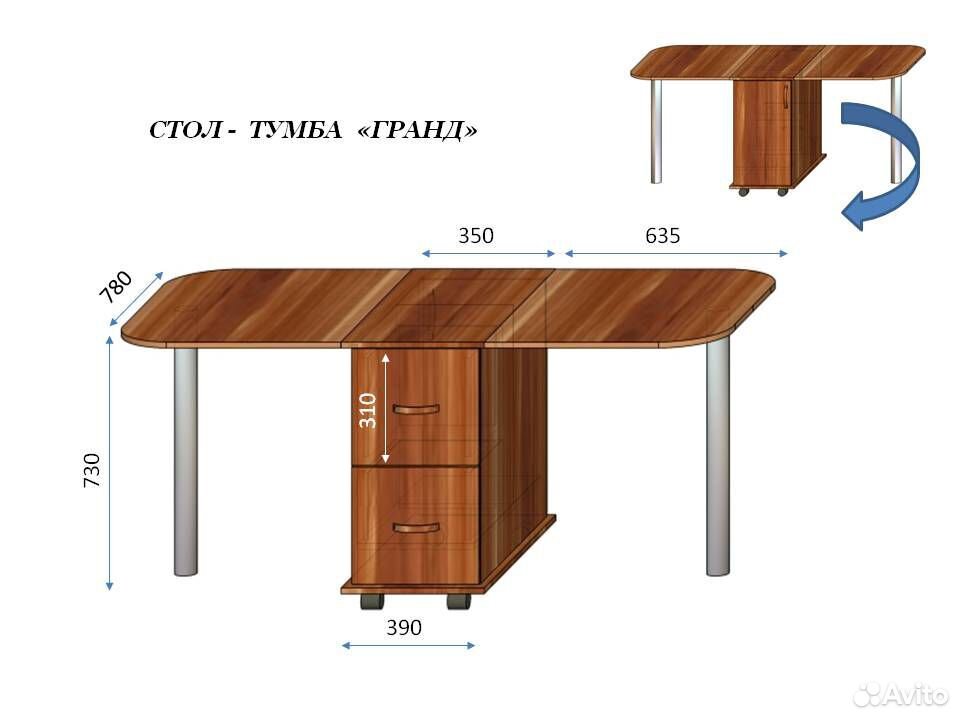 Стол тумба габариты