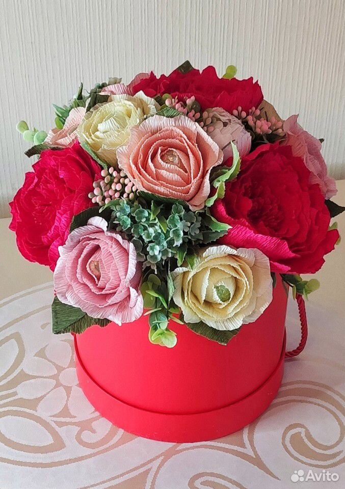Букет подарок розы в шляпной коробке с конфетами ц купить на Зозу.ру - фотография № 5