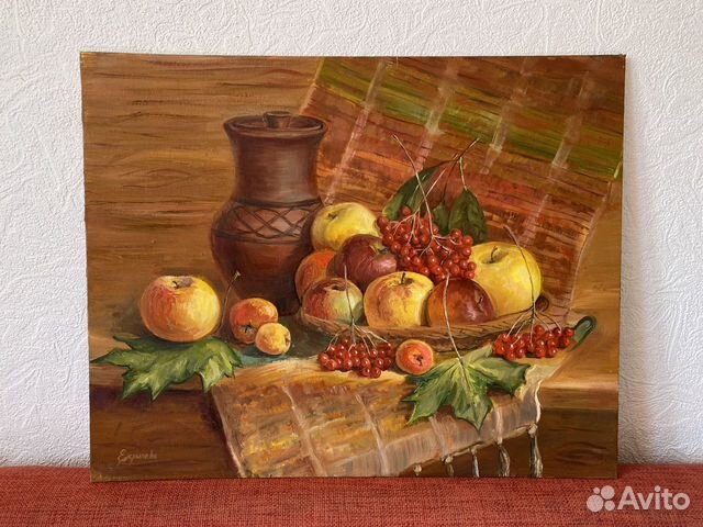 Картина натюрморт с яблоками