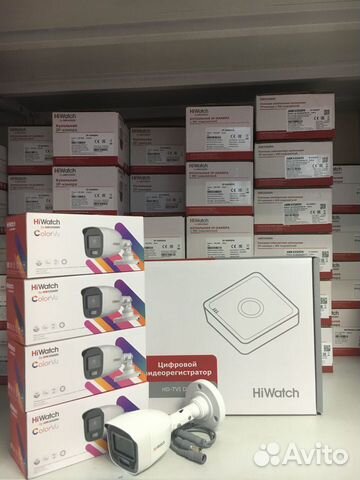 Комплект видеонаблюдения 4 камеры hiwatch ColorVu