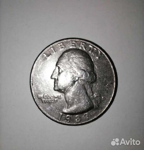Монета Quarter dollar liberty 1987