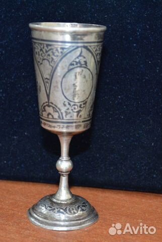 Серебряная рюмка. - 875 пр. кубачи. вес 50.7 гр