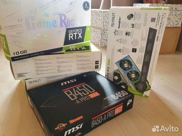 Майнинг ферма из 4х видеокарт Nvidia RTX 3080 10GB