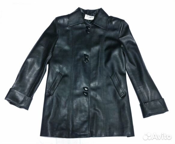 Куртка кожаная женская лайкра чёрная L XL
