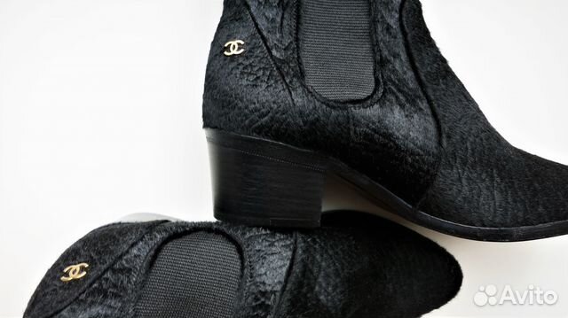 Chanel, оригинал, стильные ботинки, мех пони Chanel, оригинал, стильные ботинки, мех пони
