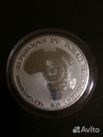 Серебро 999 «Лев» 5000 франков Чад 2018