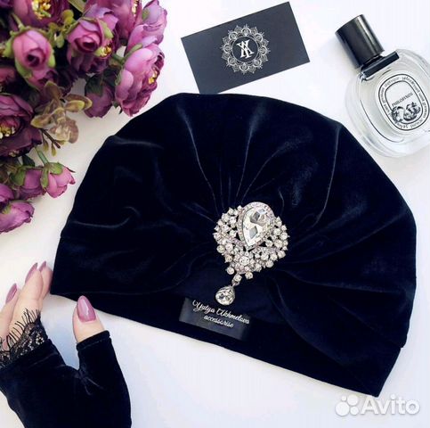 Тюрбан черный бархат