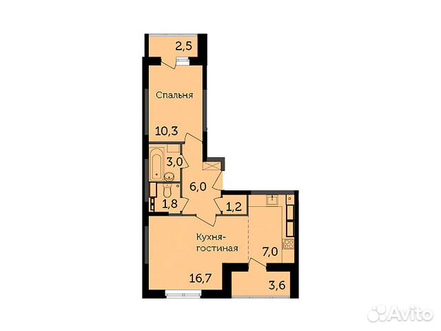 2-к квартира, 49.1 м², 17/19 эт.