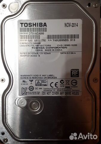 500 Гб Toshiba DT01ACA050 для пк 3,5, 7200