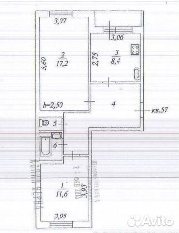 2-к квартира, 52 м², 4/5 эт.