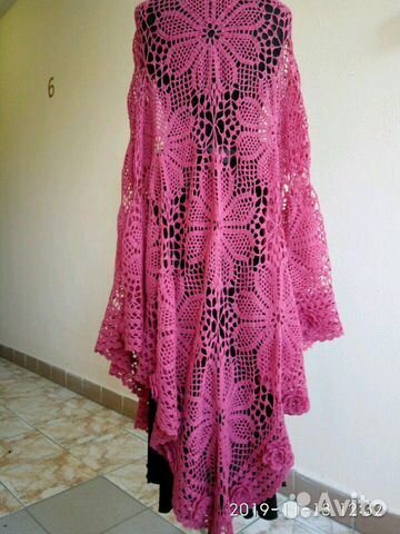 Шаль крючком из мотивов *ромашки