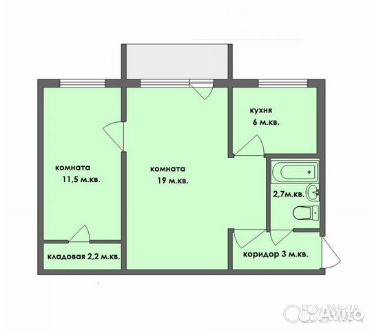 2-к квартира, 42 м², 4/5 эт.