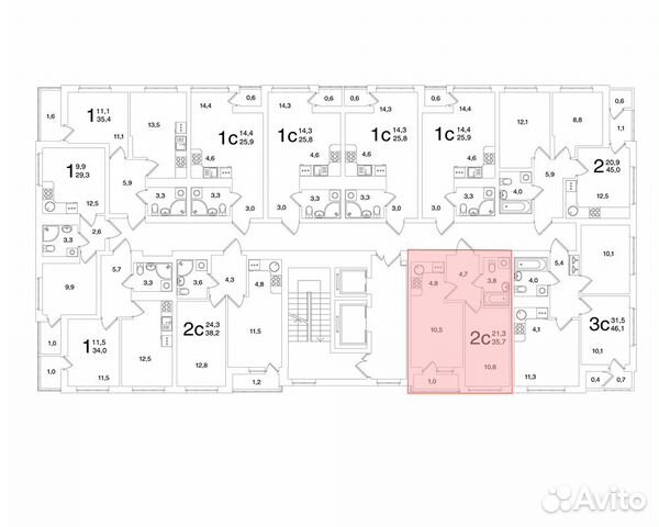 2-к квартира, 35.7 м², 5/22 эт. 2-к квартира, 35.7 м², 5/22 эт.