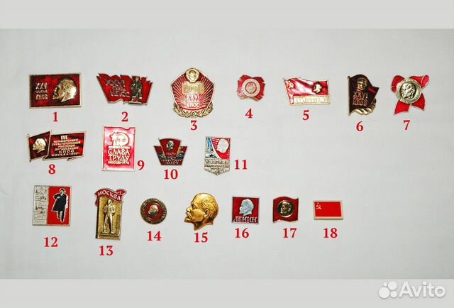 Значки «Съезд кпсс», Ленин и др. советского времен