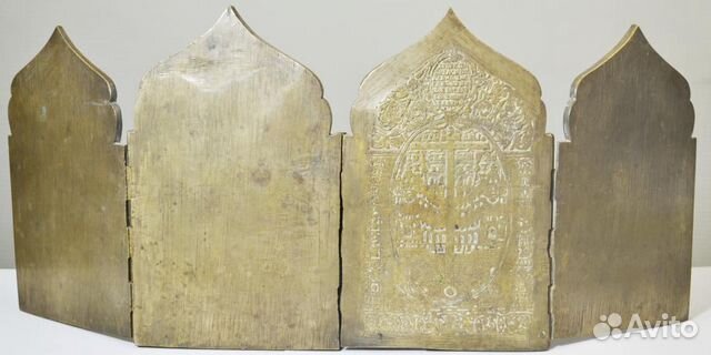 Литая икона, медный складень. Эмаль. 19 век Праздн