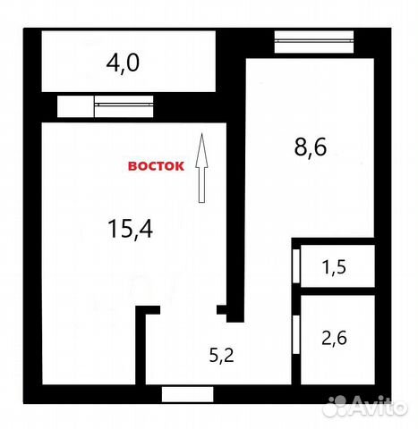 1-к квартира, 37.3 м², 4/6 эт.