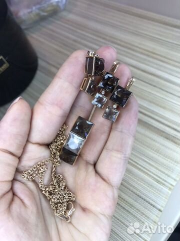 Комплект из золота 750 с раух-топазами Комплект из золота 750 с раух-топазами