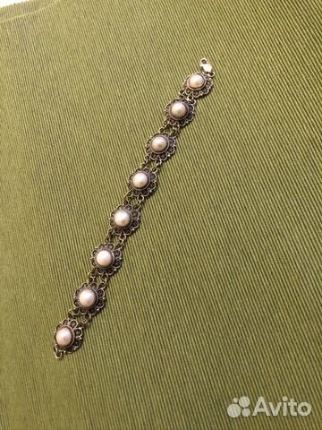 Новый браслет из серебра с нат. жемчугом