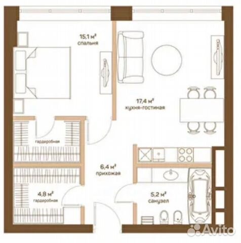 1-к квартира, 55 м², 18/24 эт. 1-к квартира, 55 м², 18/24 эт.