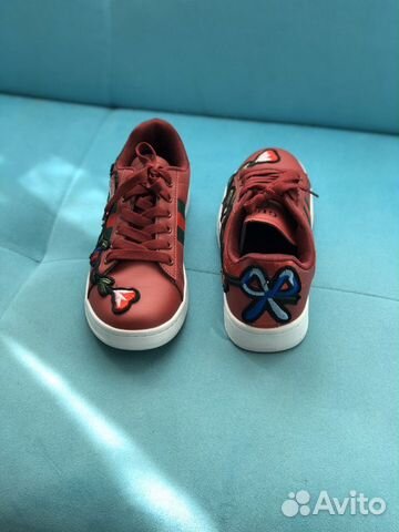 Кеды Gucci Бордо с цветами Кеды Gucci Бордо с цветами