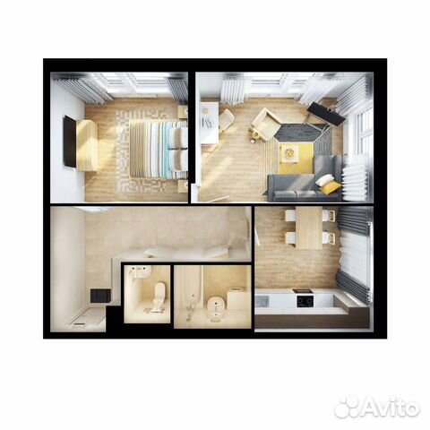 2-к квартира, 56.8 м², 23/25 эт. 2-к квартира, 56.8 м², 23/25 эт.