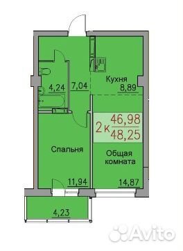 2-к квартира, 48.3 м², 7/17 эт. 2-к квартира, 48.3 м², 7/17 эт.