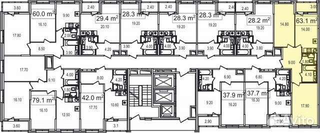 2-к квартира, 63.1 м², 13/25 эт. 2-к квартира, 63.1 м², 13/25 эт.