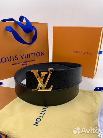 Новый мужской кожаный ремень Louis Vuitton чёрный