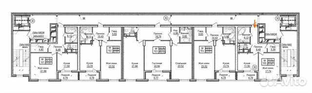 1-к квартира, 52 м², 4/7 эт.
