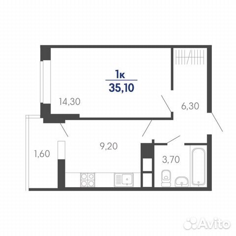 1-к квартира, 35.1 м², 3/24 эт. 1-к квартира, 35.1 м², 3/24 эт.