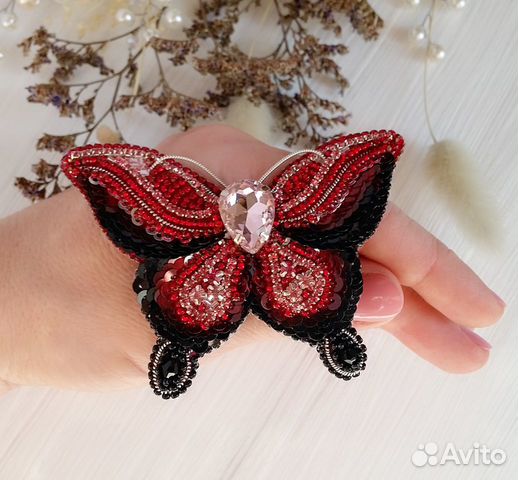 Украшение брошь бабочка ручной работы
