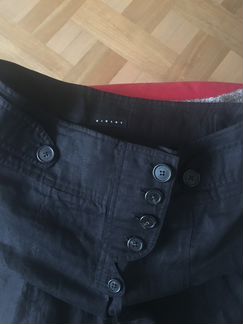 Льняная черная юбка Sisley