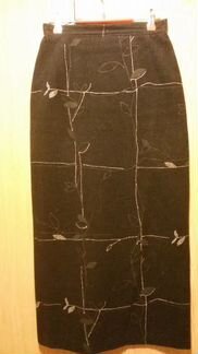 Юбка черная в серебристую клетку, Р.44-46