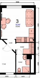 Квартира-студия, 22.5 м², 2/24 эт.