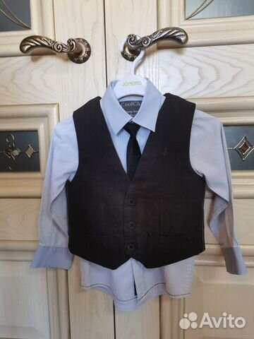 Рубашка с жилеткой и галстуком, р. 110