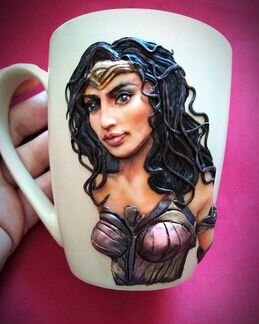 Кружечка с декором из полимерной глины