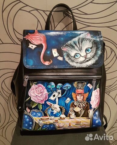 Кожаный рюкзак с ручной росписью