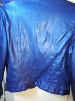 Куртка кожаная синяя Турция