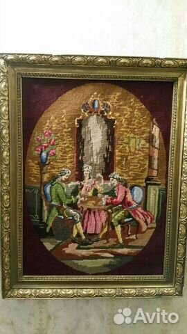 Картина, вышивка,Франция,винтаж