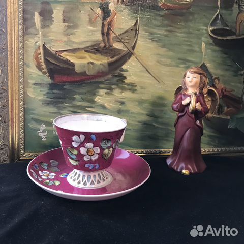 Чайная пара на греческой ножке Кузнецов фарфор