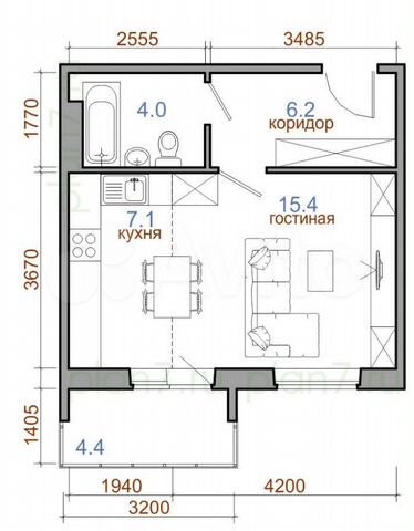 2-к. квартира, 37,1 м², 3/9 эт.