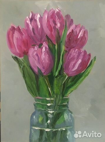 Картина маслом на холсте/цветы/весенние цветы