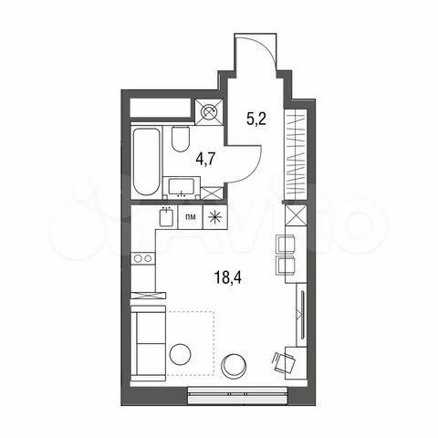 Квартира-студия, 28,3 м², 13/25 эт.