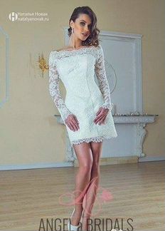 Свадебное платье, короткое + сережки