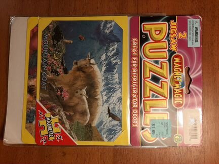 Пазлы магнитные из США 2 шт Новые Коза Акула Бизон