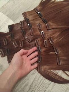 Волосы на заколках, с доп креплениями. 2 оттенка
