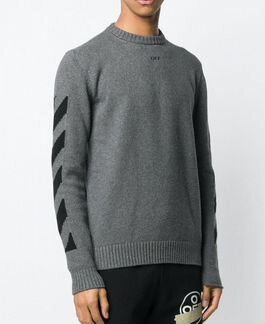 Off-White джемпер серый с диагональными полосками