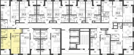 1-к квартира, 42.2 м², 6/25 эт.