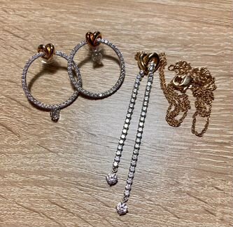 Комплект серьги и кулон оригинал swarovski
