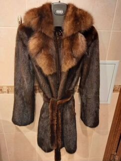 Шуба норковая,воротник соболь